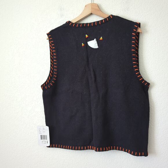 Vintage Hampshire Studio Hand Knit Halloween Cardigan Sweater Witchy Granny L - Picture 4 of 9